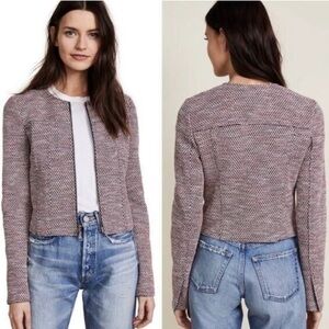 Theory Ualana raw edge pink tweed jacket size 0